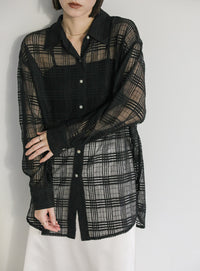 チェックレースオーバーシャツ