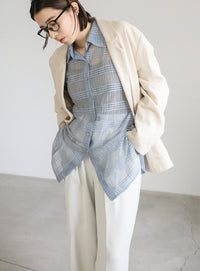 チェックレースオーバーシャツ
