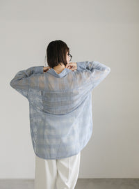 チェックレースオーバーシャツ