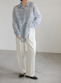 チェックレースオーバーシャツ