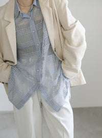 チェックレースオーバーシャツ