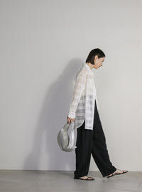 チェックレースオーバーシャツ