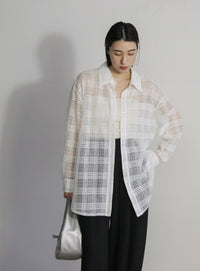 チェックレースオーバーシャツ