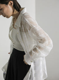 チェックレースオーバーシャツ