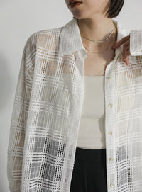 チェックレースオーバーシャツ