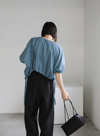 リネンドロストサイドリボンブラウス【SALE】