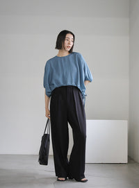 リネンドロストサイドリボンブラウス【SALE】