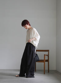 リネンドロストサイドリボンブラウス【SALE】