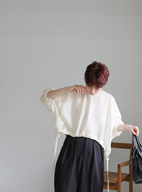 リネンドロストサイドリボンブラウス【SALE】