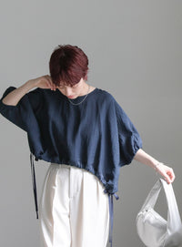 リネンドロストサイドリボンブラウス【SALE】