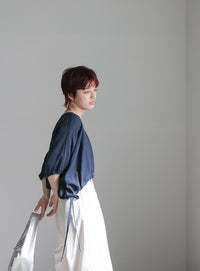 リネンドロストサイドリボンブラウス【SALE】