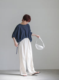 リネンドロストサイドリボンブラウス【SALE】