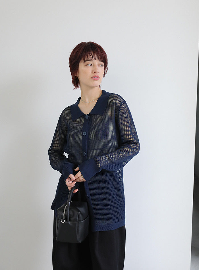 襟付きメッシュリネンカーディガン – SELECT MOCA