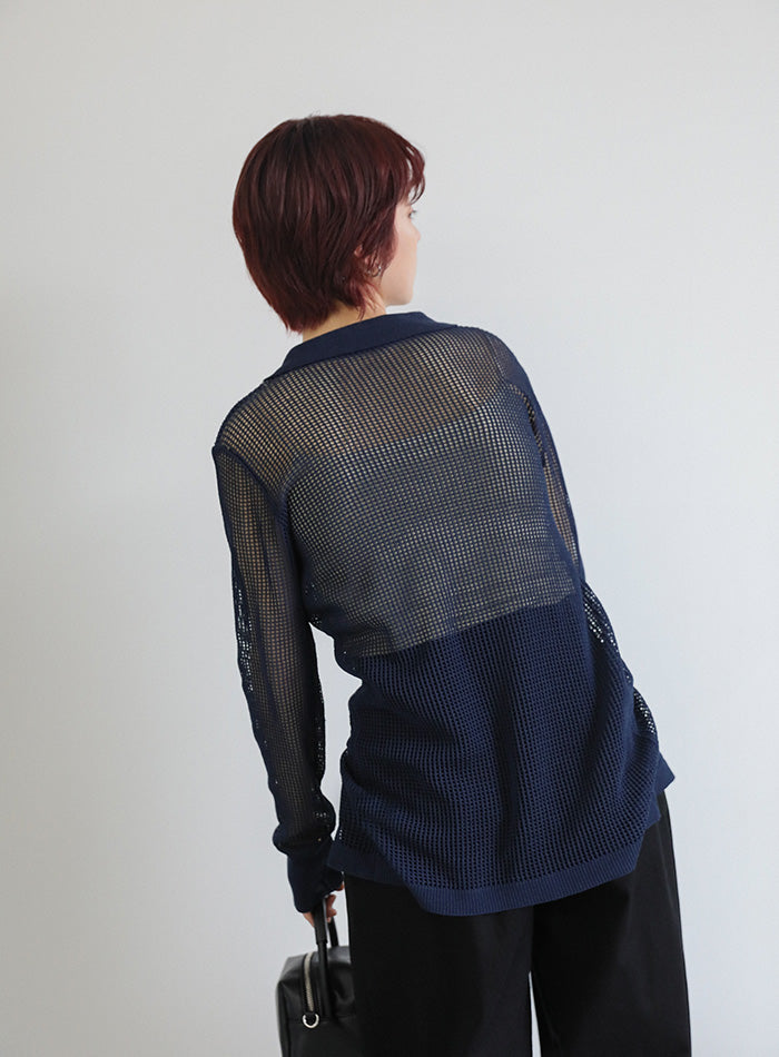 襟付きメッシュリネンカーディガン – SELECT MOCA