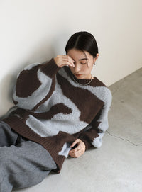 ニュアンス柄シャギーニット