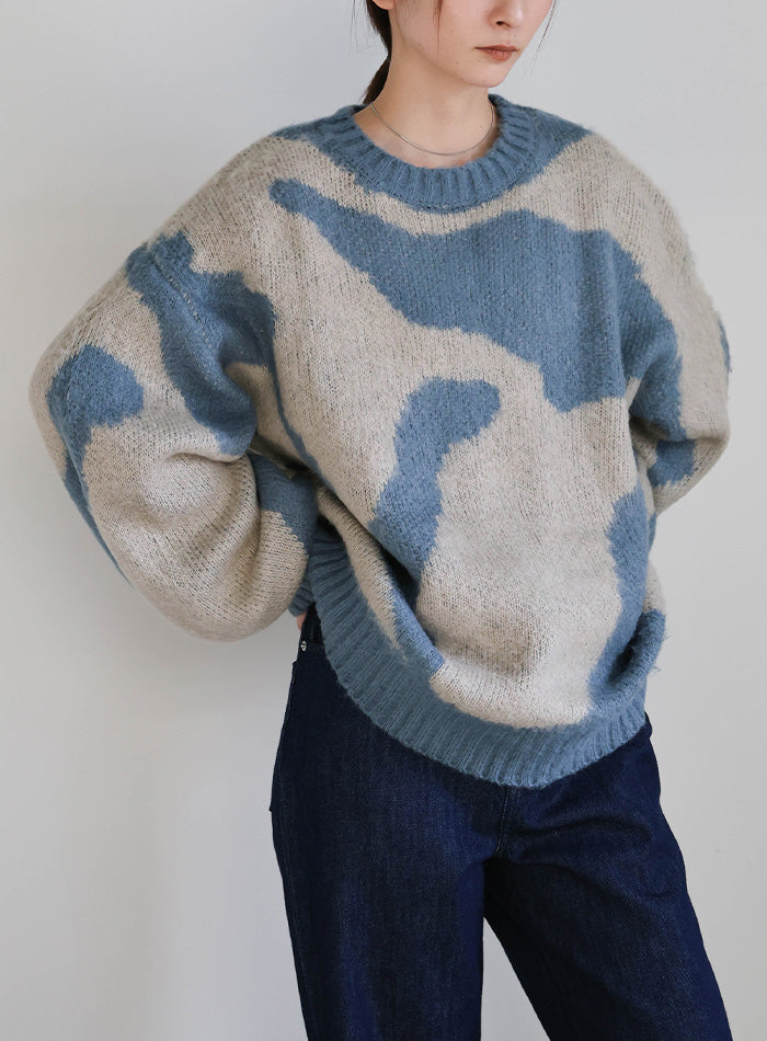 ニュアンス柄シャギーニット