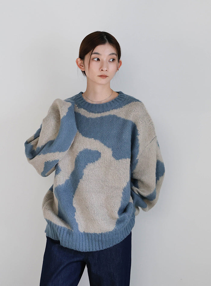 ニュアンス柄シャギーニット