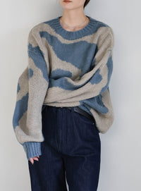 ニュアンス柄シャギーニット