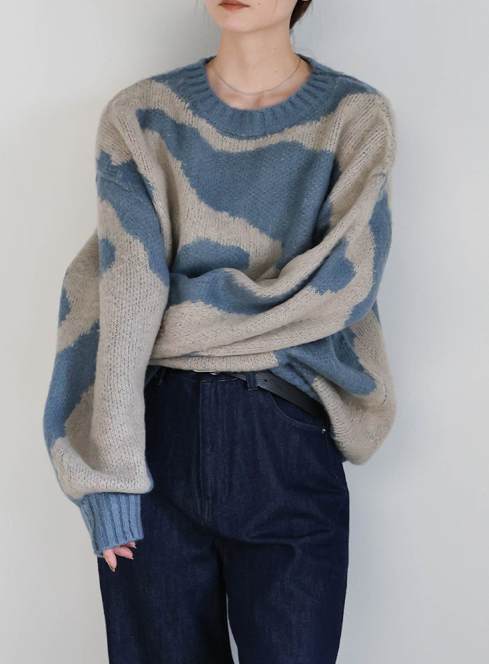 ニュアンス柄シャギーニット