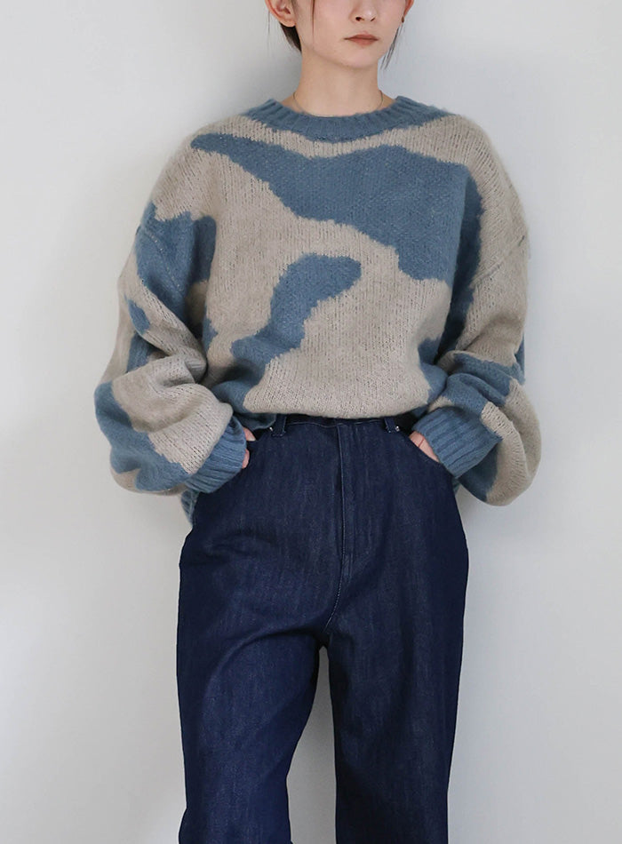 ニュアンス柄シャギーニット