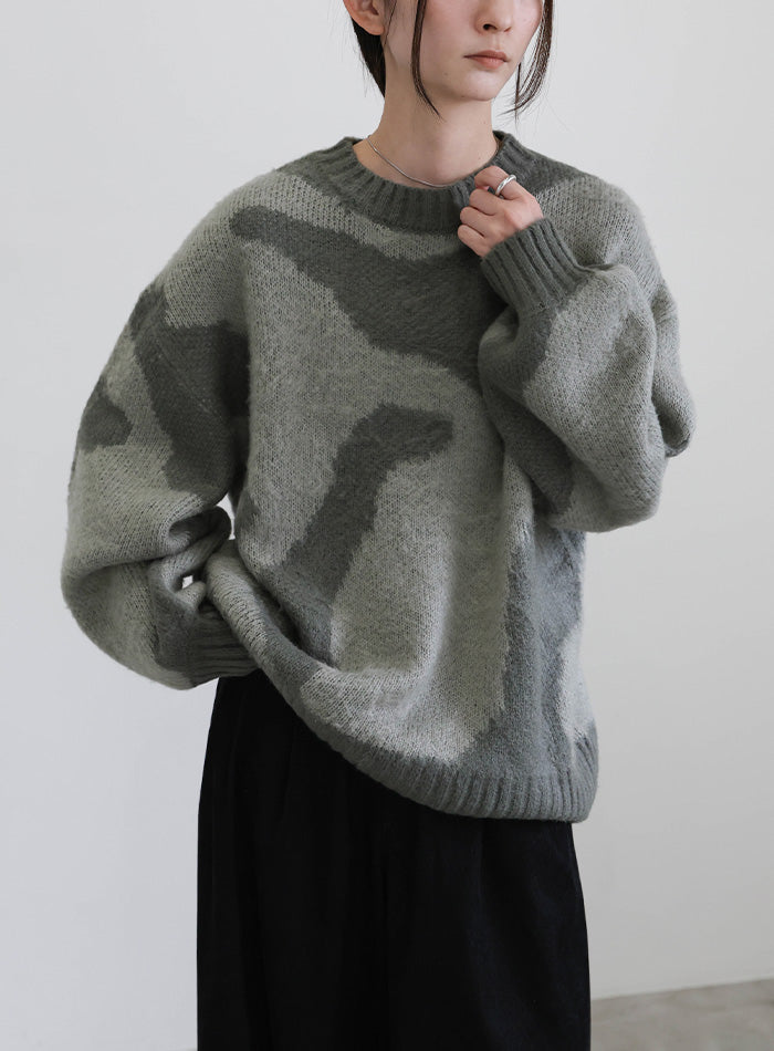 ニュアンス柄シャギーニット