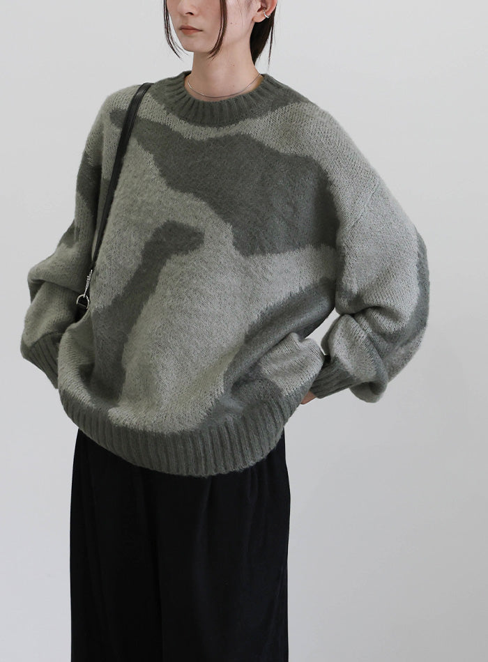 ニュアンス柄シャギーニット