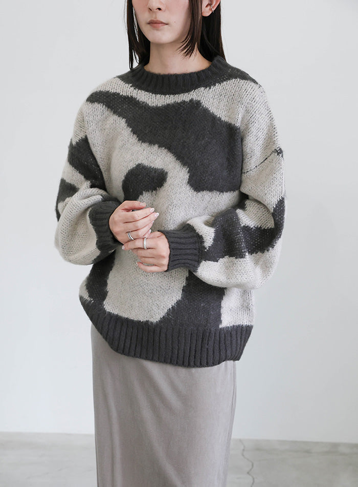 ニュアンス柄シャギーニット