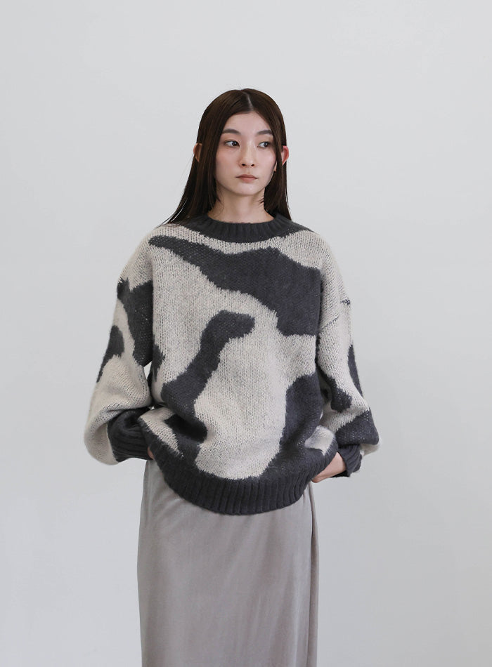 ニュアンス柄シャギーニット