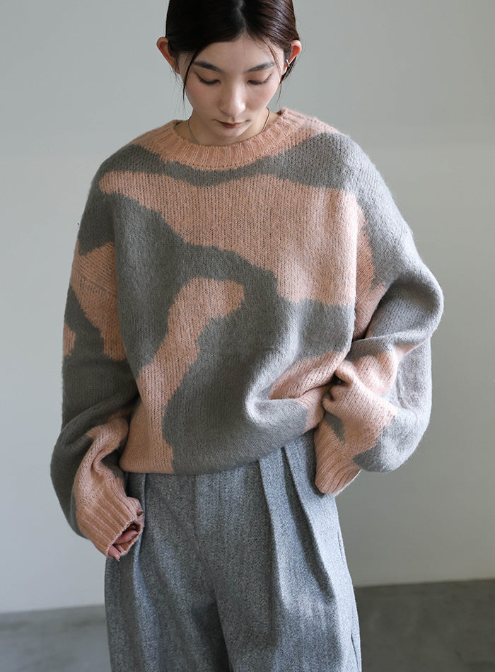 ニュアンス柄シャギーニット