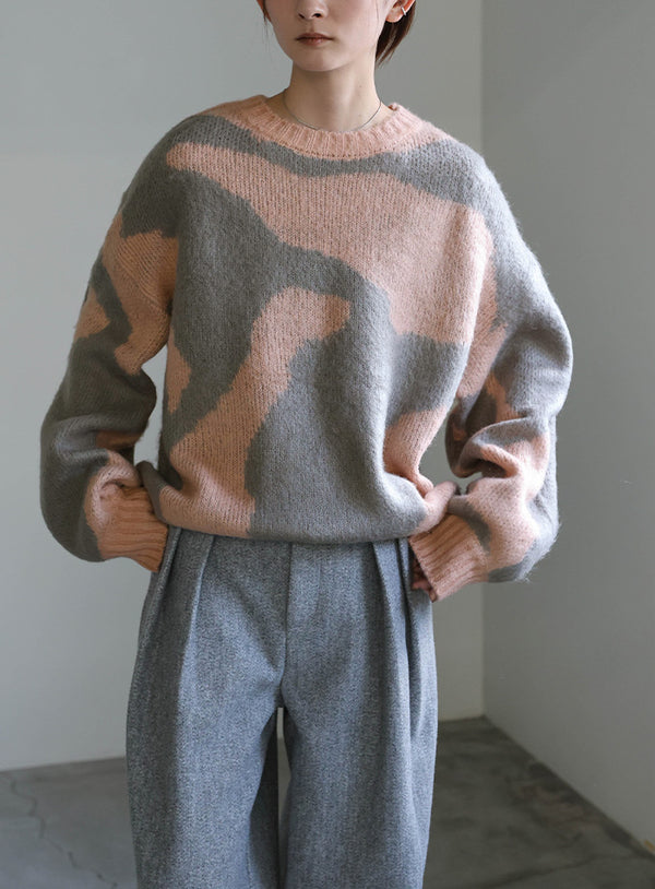 ニュアンス柄シャギーニット