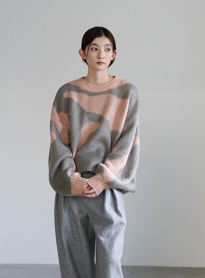 ニュアンス柄シャギーニット