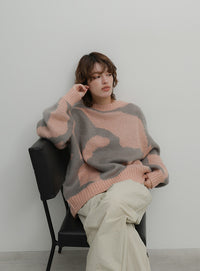 ニュアンス柄シャギーニット
