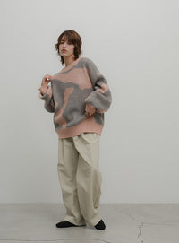 ニュアンス柄シャギーニット