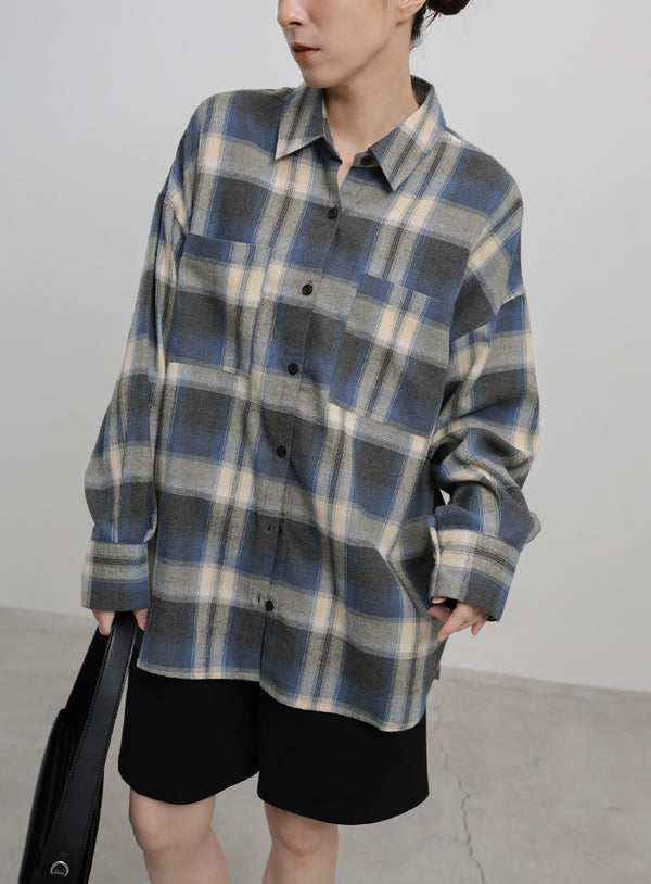 チェックロングシャツ