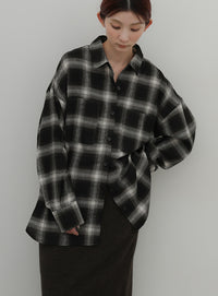 チェックロングシャツ