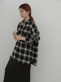 チェックロングシャツ
