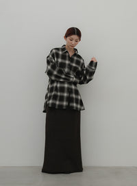 チェックロングシャツ