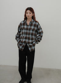 チェックロングシャツ