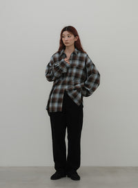 チェックロングシャツ