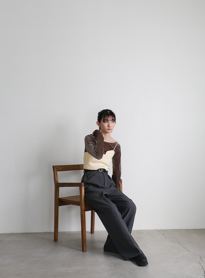 TAN トリミングキャミ ニットビスチェ TAN（タン）の「【TAN(タン)】チェックイブキャミ/ニットビスチェ 19AW