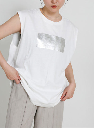 選べる着丈】箔プリントノースリーブTシャツ – SELECT MOCA