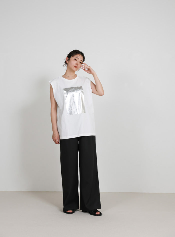 選べる着丈】箔プリントノースリーブTシャツ – SELECT MOCA