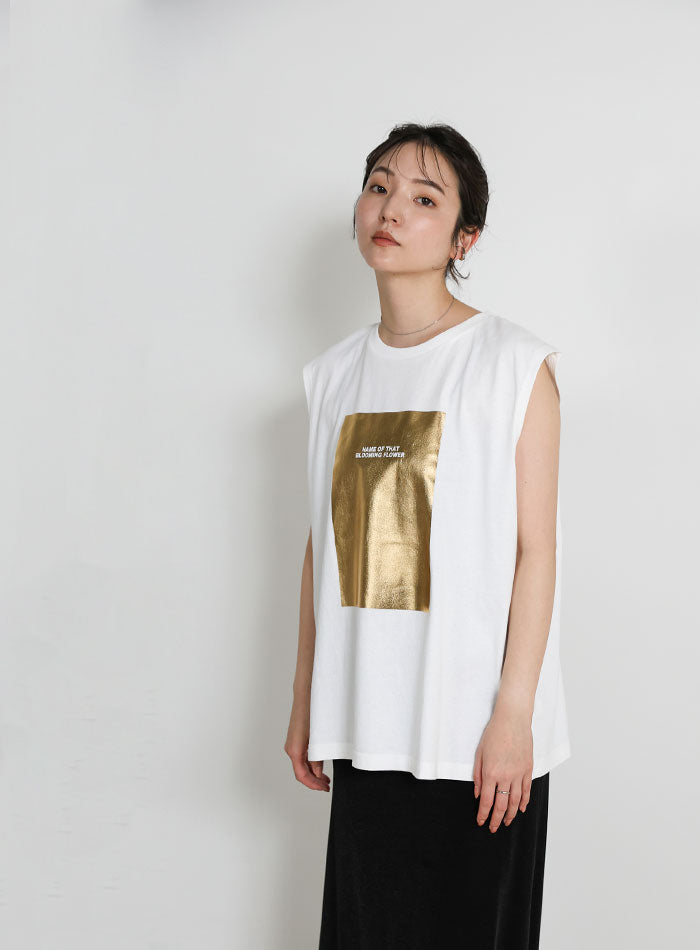 選べる着丈】箔プリントノースリーブTシャツ – SELECT MOCA