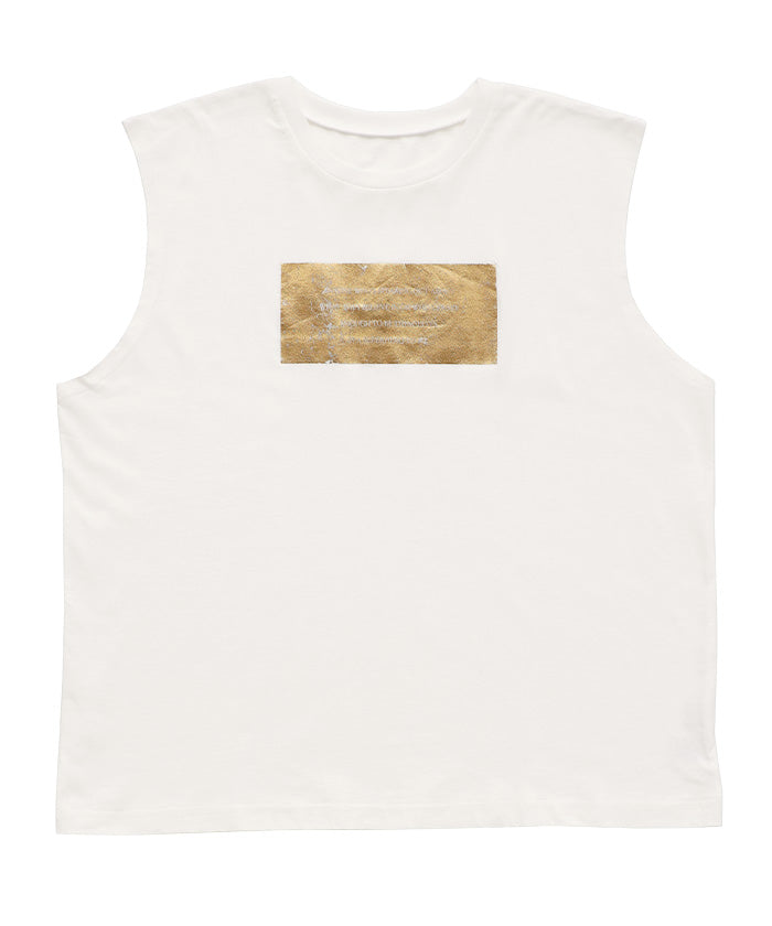 箔プリントノースリーブTシャツ