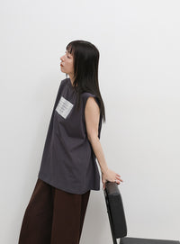 【選べる着丈】箔プリントノースリーブTシャツ
