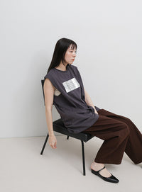 【選べる着丈】箔プリントノースリーブTシャツ