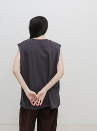 【選べる着丈】箔プリントノースリーブTシャツ