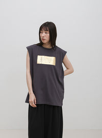 【選べる着丈】箔プリントノースリーブTシャツ