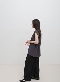 【選べる着丈】箔プリントノースリーブTシャツ