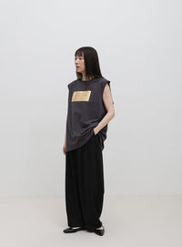 【選べる着丈】箔プリントノースリーブTシャツ